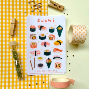 Sushi journal planner scrapbook stickers - Japanese food cuisine onigiri Japan sashimi wasabi journal vinyl sticker pack Asian food