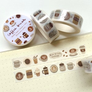 Koffiepauze washi tape - koffie washi tape latte cafeïne verslaafd koffieliefhebbers café washi tape