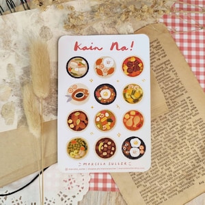 Let&#39;s eat! - Filipino dishes sticker sheet Version 2 - Filipino food stickers for journals, planners, bujo, Asian food stickers, viand