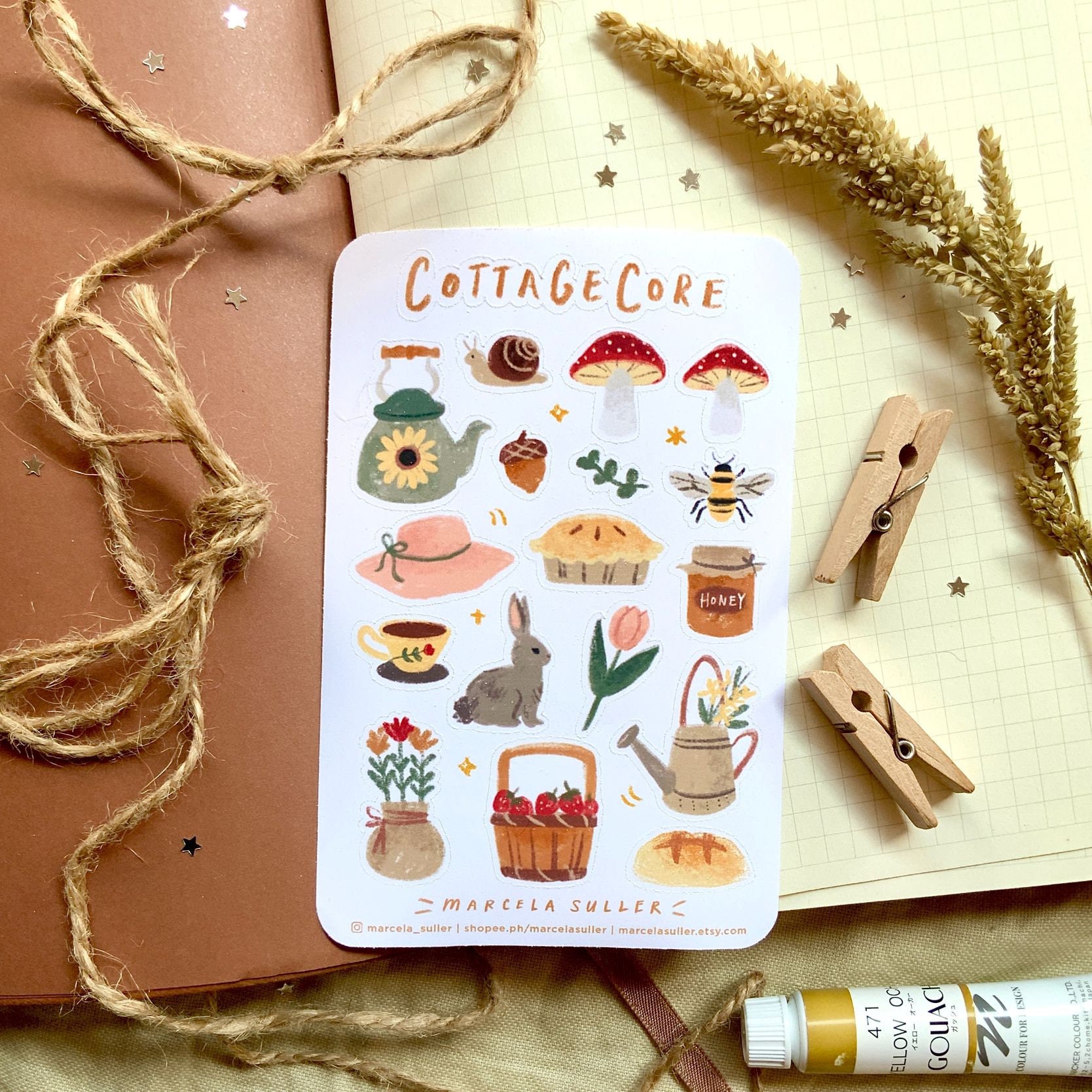 Cottagecore Stickers - Picnic Journal Stickers, Planner Stickers ...