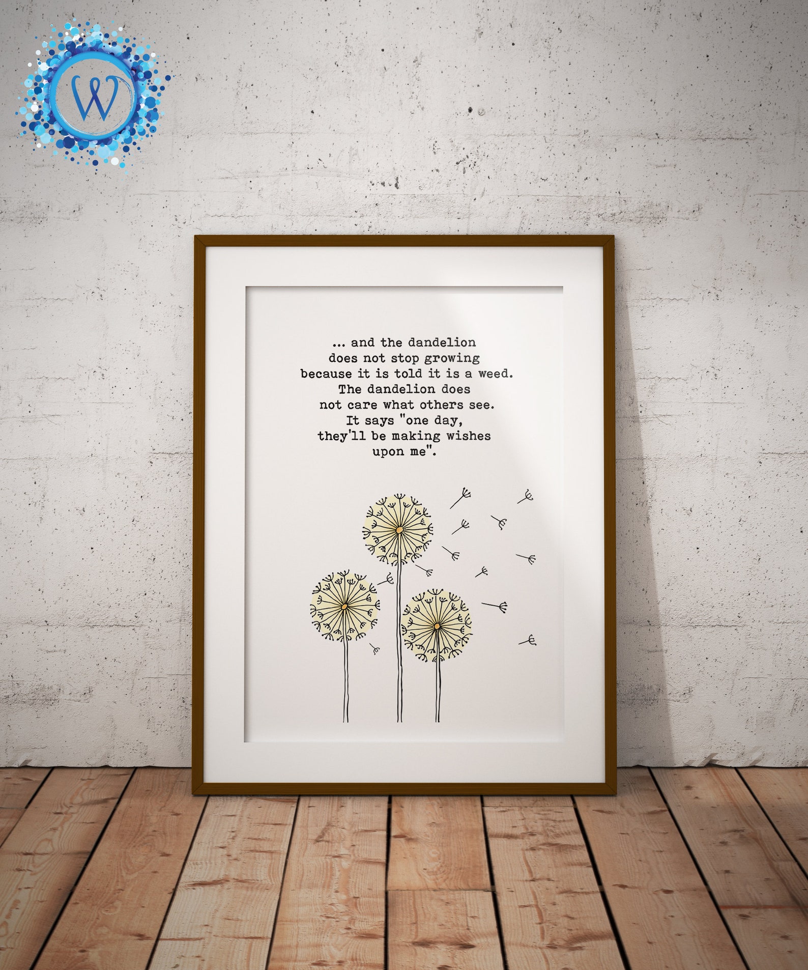 Dandelion Wishes Poem Illustration Typography Wall Art Etsy