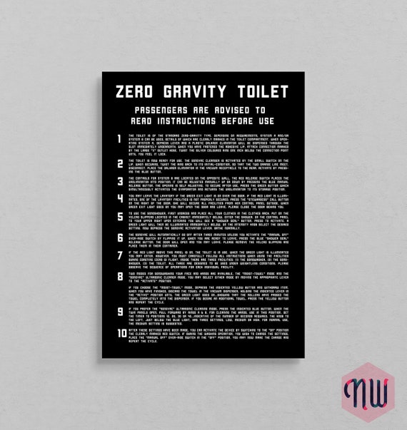 Zero Gravity Toilet instructions poster / print / wallart . Etsy