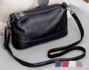 Sac à bandoulière en cuir - 5 couleurs | Petit sac à main en cuir | à bandoulière pour femme | bandoulière minimaliste | Cadeau en cuir pour elle | Sac à main