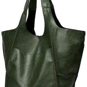 Extra Large Capacity PU Leather Large Tote Bag Large Capacity Weekend Bag Vegan Safe Leather Women's Overnight Bag Travel Tote Green