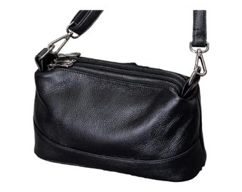 Echtes Leder schwarz Damen Umhängetasche, 5 Farben zur Auswahl, schwarze Umhängetasche für Frauen, Crossbody Tasche für Frauen, tägliche Handtasche Geldbörse
