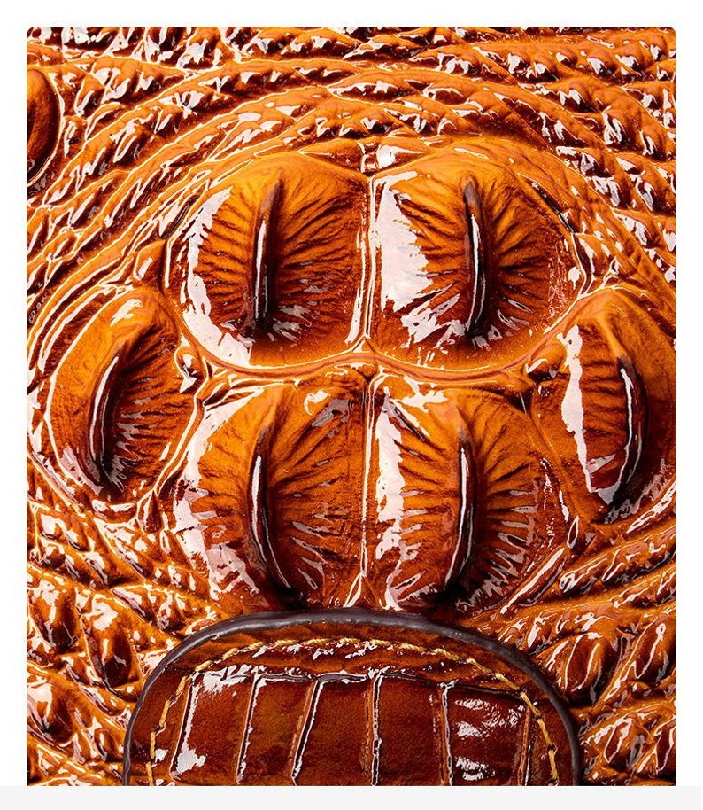 Crocodile Embossed Genuine Leather Frame Backpack Croc Print Leather