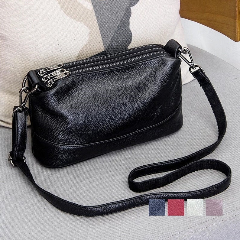 Leather Crossbody Bag 5 Colors Small Leather Purse Women's Shoulder Bag Minimalist Crossbody Bag Leather Gift for her Handbag Black