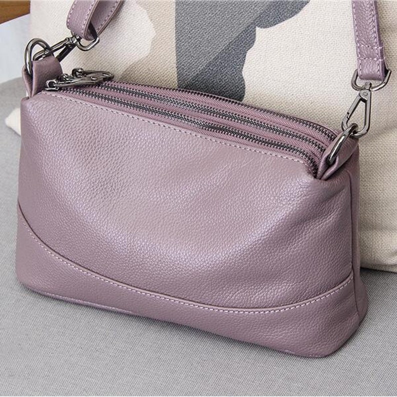 Leather Crossbody Bag 5 Colors Small Leather Purse Women's Shoulder Bag Minimalist Crossbody Bag Leather Gift for her Handbag Purple