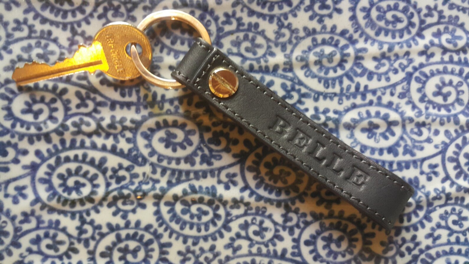 Personalized Leather Keychain with Elegant Block Letter Font Etsy