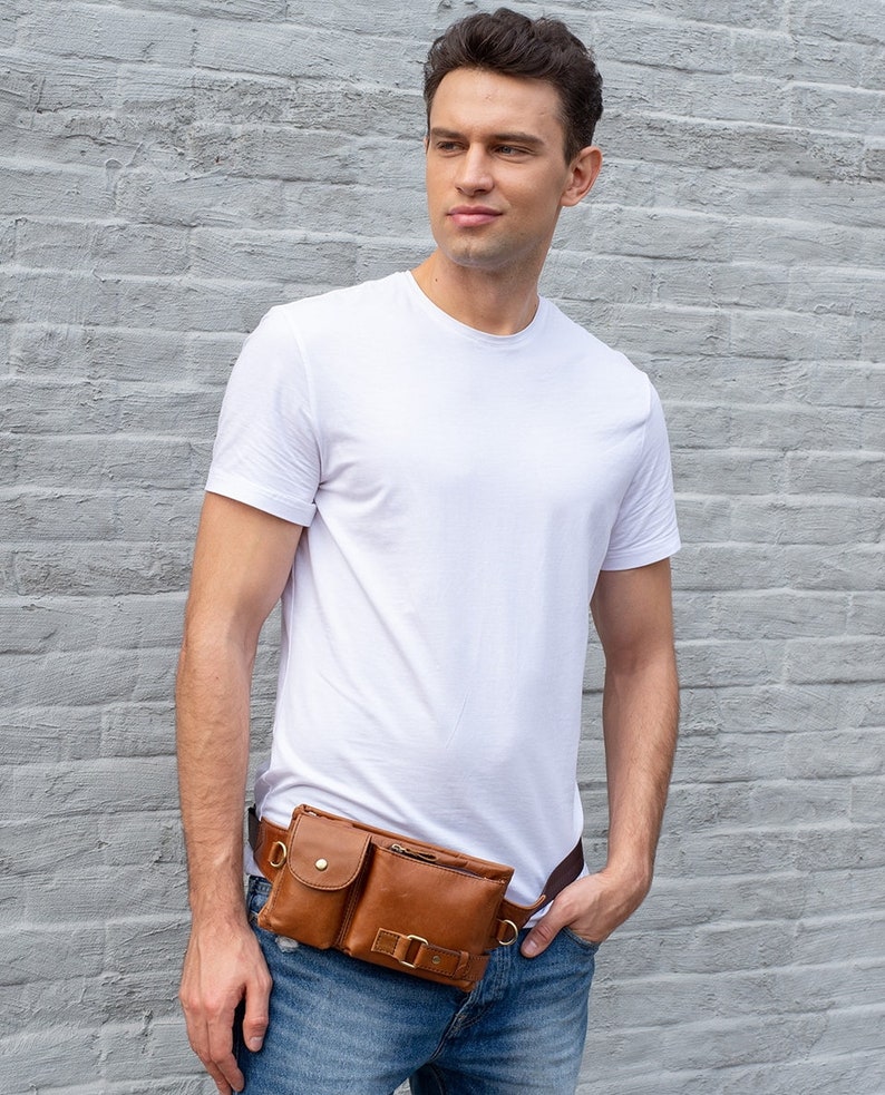 Leather Men's Waist Bag Men Crossbody Bag Fanny Pack Etsy