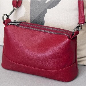 Leather Crossbody Bag 5 Colors Small Leather Purse Women's Shoulder Bag Minimalist Crossbody Bag Leather Gift for her Handbag Red