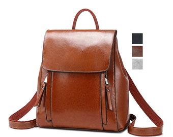 Genuine Leather Backpack | Small Leather Daily Backpack | Leather Schoolbag | Cute Leather Backpack | Backpack For Her | Women's Backpack