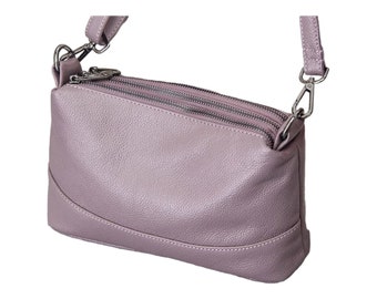 Purple Genuine Leather Women's Crossbody Bag, 5 Colors Choices, Womens Soft Leather Handbag, Womens Shoulder Bag, Leather Satchel Bag