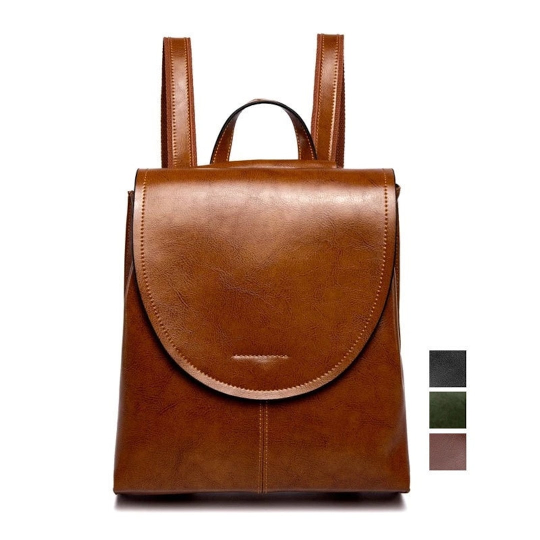 Genuine Leather Backpack Small Leather Daily Backpack Leather Schoolbag