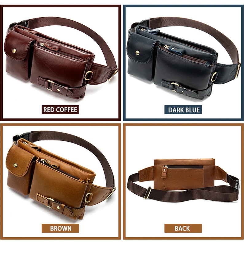 Leather Men's Waist Bag Men Crossbody Bag Fanny Pack Etsy