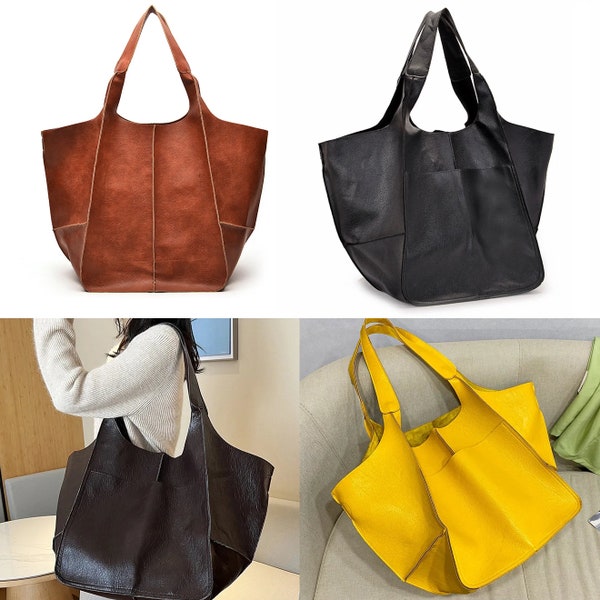 Extra Large Capacity PU Leather Large Tote Bag | Large Capacity Weekend Bag  | Vegan Safe Leather Women's Overnight Bag | Travel Tote