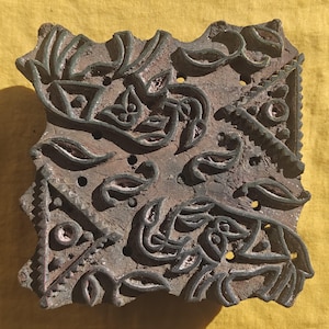 Timbro in ceramica floreale/timbro per stampa a blocchi indiani intagliati a mano/tjaps/blocco di legno per stampa/timbro per stampa su carta e tessuto/disegno del bordo