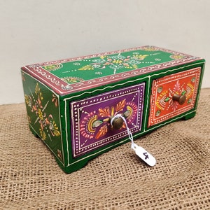 Wood painted chest of drawers 2 drawer chest jewelry box jewelry chest of drawers storage box decorative drawers