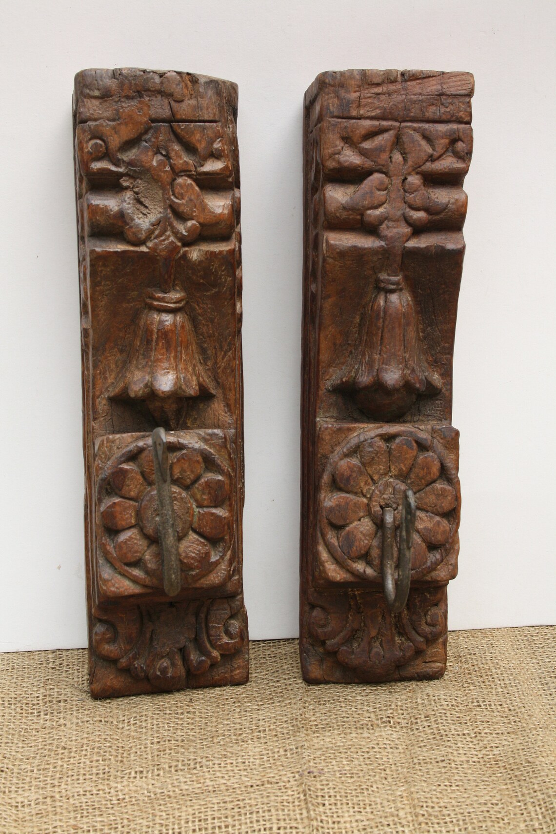 Set of 2 wood hangers wooden carved hangers wall hangers Etsy