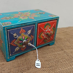 Wood painted chest of drawers 2 drawer chest jewelry box jewelry chest of drawers storage box decorative drawers