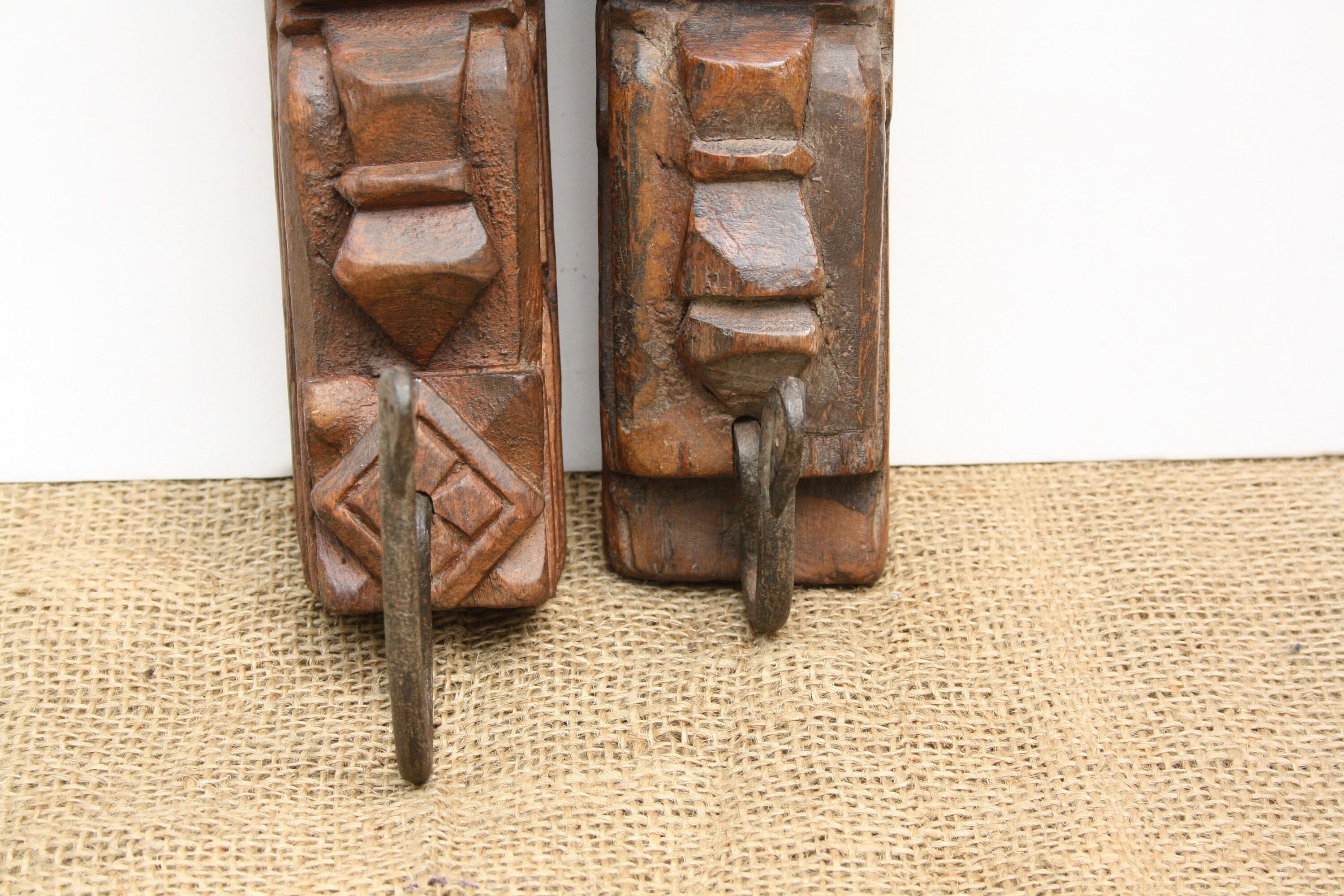 Set of 2 wood hangers wooden carved hangers wall hangers Etsy