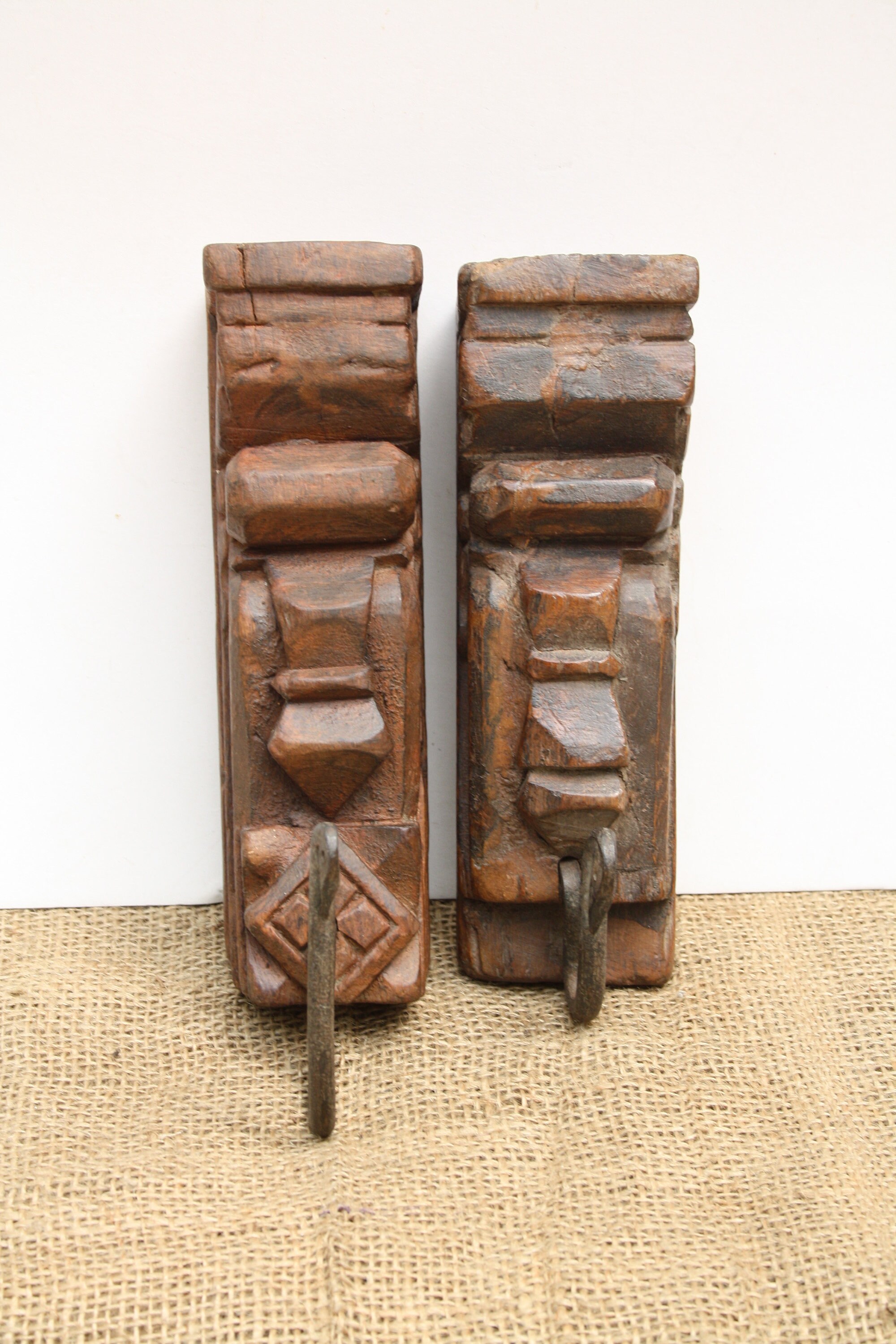 Set of 2 wood hangers wooden carved hangers wall hangers Etsy