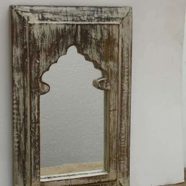 Wood Vintage Wall Mirror Wood Moroccan Mirror distressed look mirror Wood wall mirror Antique dressing mirror