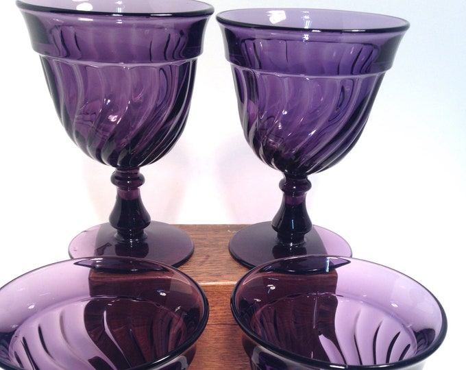 Fostoria Colony Drinking Glasses Set of 4 Amethyst Purple Etsy