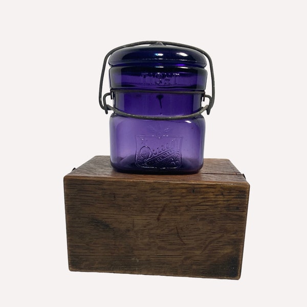 Purple Glass SMALLEY QUEEN Wide Mouth Half PINT Fruit Jar Half Pint Canning Jar Irradiated