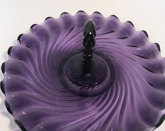 Royal Crests Vintage Purple Glass Plate Free Shipping Sale Coat of Arms Flags Purple Plate Amethyst Heraldic Crest Art Glass Emblems