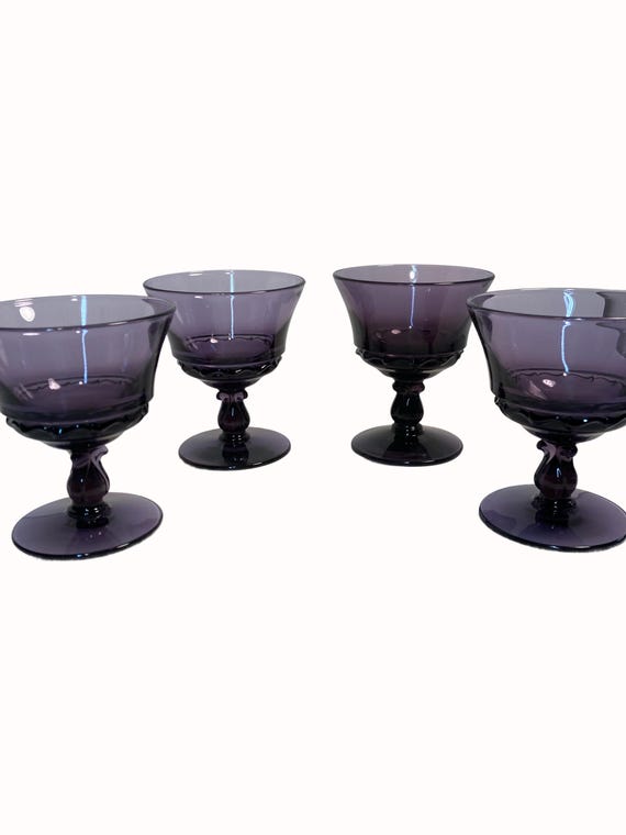 Fostoria Century, sherbet bowls, dessert cup, set of 4, irradiated Purple, glasses