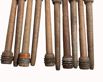 Vintage Wood Bobbins - Reclaimed Industrial Spindles - Lot of 10