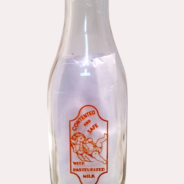 Andes Dairy with Infant Illustration Contented and Safe, Fairfield Osborn Square Quart Collectible Milk Bottle,