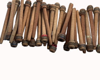 Vintage Wood Bobbins, 7 3/8", Reclaimed Textile Spindles - Lot of 30