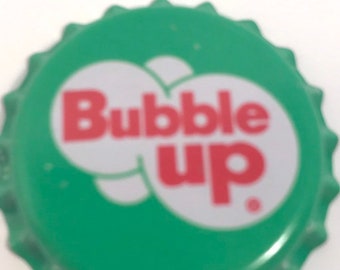 Soda Bottle Caps, Metal Soda Caps Pop Tops NOS, 100 collectible same, BUBBLE UP, beverage, craft, decorate, jewelry,