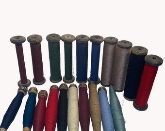 Vintage Wrapped Wood Spools: Textile Bobbins, Lot of 20