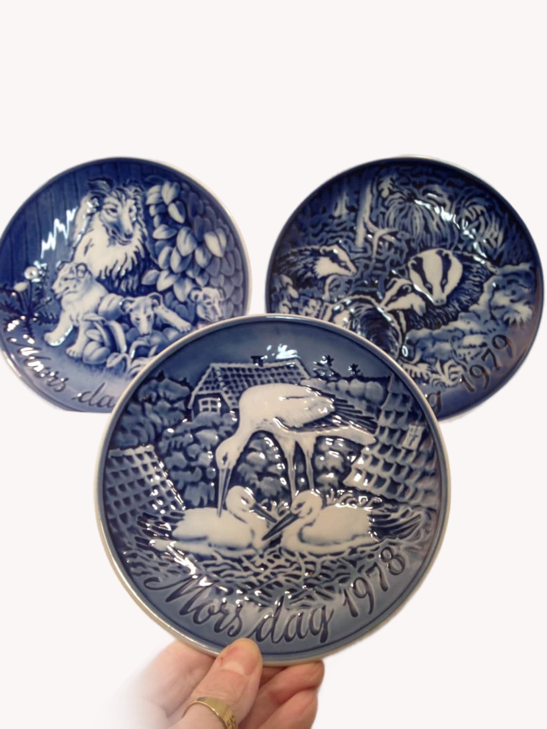 Royal Copenhagen Mors Dag Collector's Plates 1977, 1978 & 1979 Mother's Day Commemorative Plates 6 inches each  set of 3: