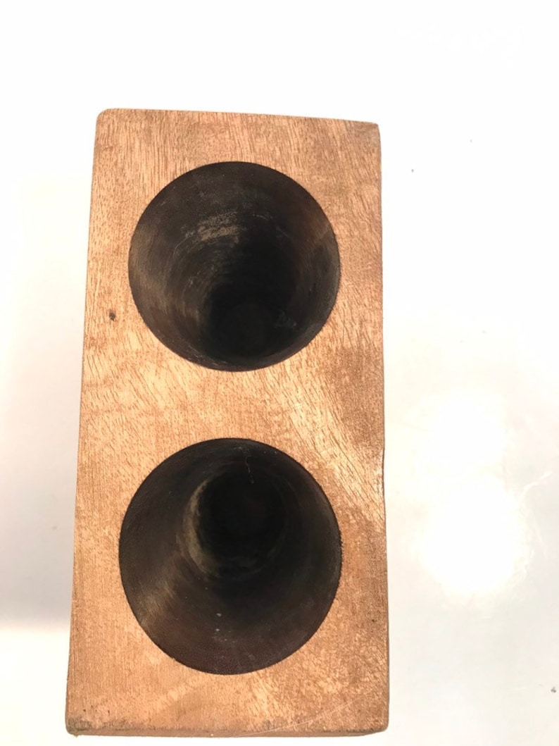 weddings FREE SHIPPING rustic Sugar mold 2 hole center piece solid wood brown