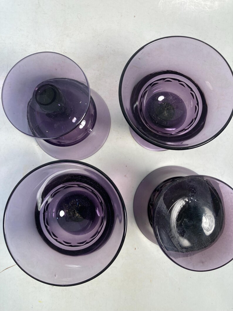 Fostoria Century, sherbet bowls, dessert cup, set of 4, irradiated Purple, glasses image 4
