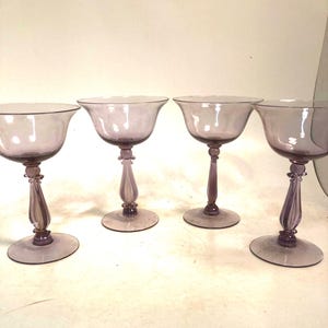 Vintage Purple Glass Stemware, Refined and FLARED, Wine Antique Amethyst Purple set of 4 Glasses
