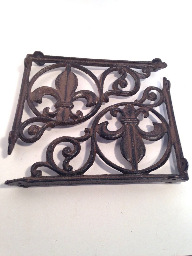 Hooks Brackets Curtain Rods Antiques Set Of 4 Cast Iron Shelf