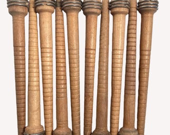 Vintage Wood Bobbins, 8.75", Reclaimed Textile Spindles, Industrial Decor - Lot of 10
