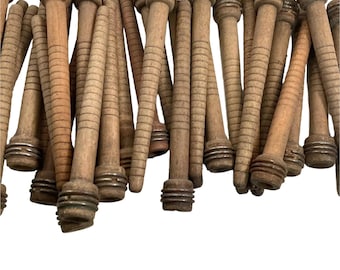 SPECIAL****Vintage Wood Bobbins, 8", Reclaimed Industrial Spindles, Lot of 30