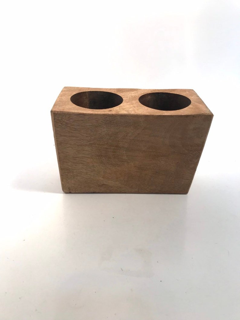 weddings FREE SHIPPING rustic Sugar mold 2 hole center piece solid wood brown