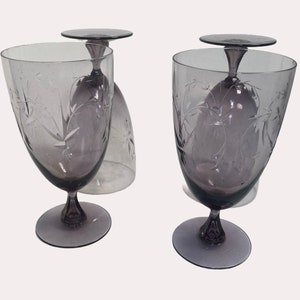 Purple Glass Wine glasses goblets water glasses set of 4 Purple Amethyst  -