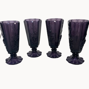 Purple Glass Amethyst Glass PARFAIT, Sundae Sherbet Sorbet or Dessert Service Amethyst Purple Set of 4:
