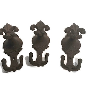Fleur-de-lis hook, set of three (3), vintage style, decorate, decor,