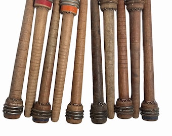 Vintage Wood Bobbins - Reclaimed Industrial Spindles - Lot of 10