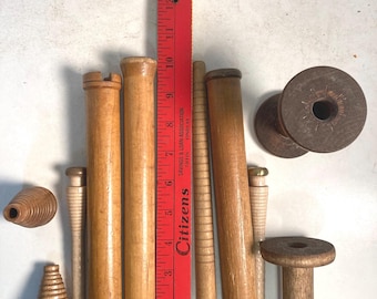 Wood Spools Bobbins Wooden Industrial 3"-10" Vintage Quills Mix Lot-30:
