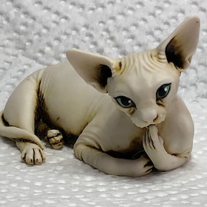 Artist Neil Eyre Eyredesigns Sphynx Cat Kitten Kitty Ivory like Sphinx Fully Hand made USA Sculpture Limited Edition Signed & numbered